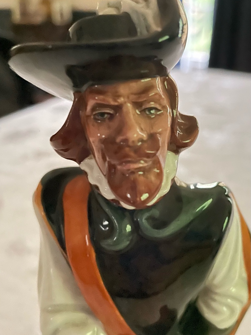 Royal Doulton Cavalier Figurine - White with Green and Brown Accents